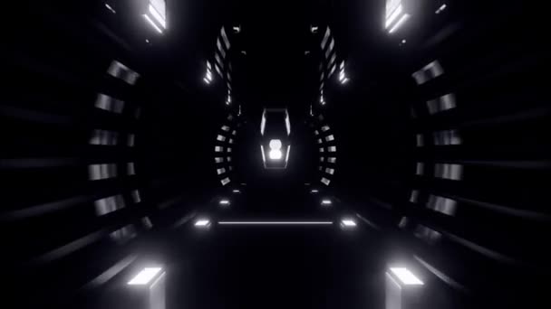 Futuristico Tunnel Fantascientifico Con Linee Luci Neon Sfondo Carta Parati — Video Stock