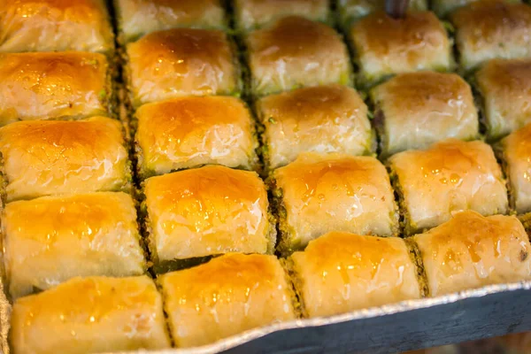 Eine Nahaufnahme Der Traditionellen Türkischen Nachspeise Baklava — Stockfoto
