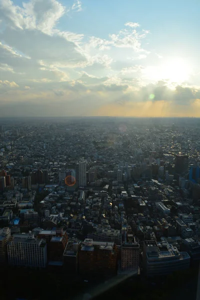 Uno Scatto Aereo Del Paesaggio Urbano Tokyo Durante Alba — Foto Stock