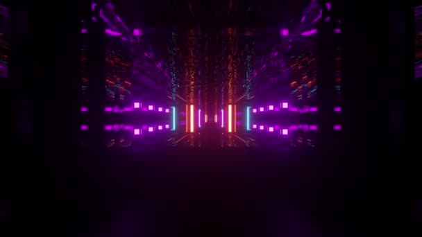 Futuristischer Science Fiction Tunnel Mit Linien Und Neonlicht Für Hintergrundtapete — Stockvideo