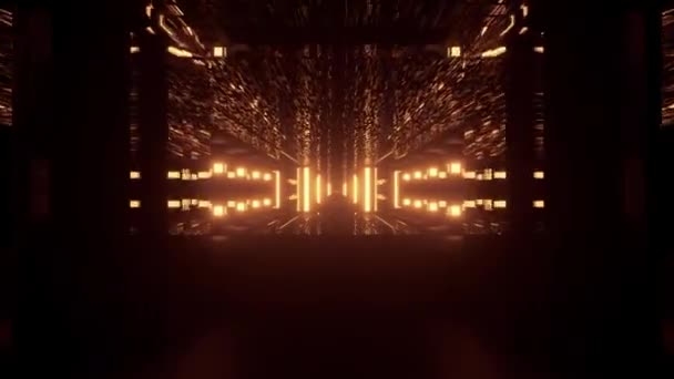 Futuristico Tunnel Fantascientifico Con Linee Luci Neon Sfondo Carta Parati — Video Stock