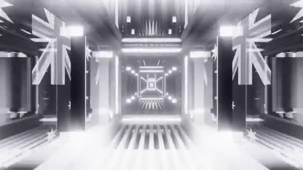 Futuristický Sci Tunel Liniemi Neonovými Světly Pozadí Tapety — Stock video
