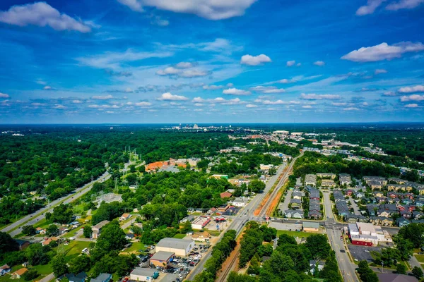 Uno Scatto Aereo Greensboro North Carolina All Orizzonte Ovest — Foto Stock