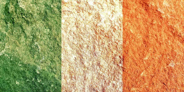 Uma Bandeira Nacional Irlanda Pintada Sobre Fundo Rocha Manchada — Fotografia de Stock