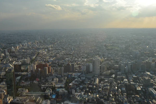 Güneşin Doğuşu Sırasında Tokyo Şehir Manzarasının Hava Görüntüsü — Stok fotoğraf