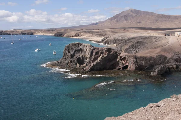Ein Strahlend Blauer Himmel Über Den Wunderschönen Inseln Lanzarote Vor — Stockfoto