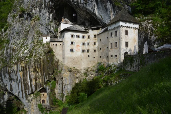 Histórico Castelo Predjama Postojna Eslovênia Rodeado Por Uma Grande Caverna — Fotografia de Stock