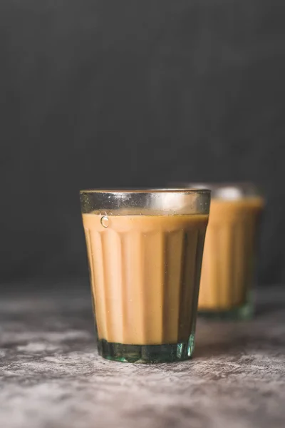 Chai Indiano Tazze Vetro Con Masala Fare — Foto Stock