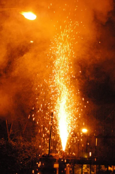 Ohňostroj Během Čínského Nového Roku Malajsii — Stock fotografie