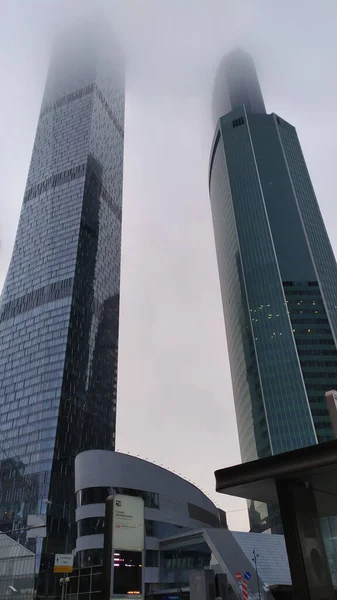 Многоэтажные Здания Центре Москвы Москва Сити Высокие Здания России Небоскрёбы — стоковое фото