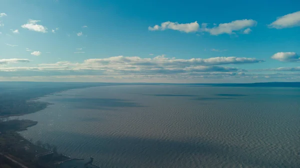 Aerial Shot Calm Sea Sunny Cloudy Day — Stock Photo, Image