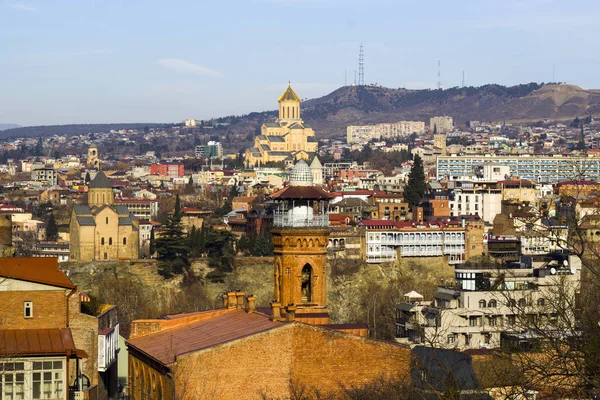 Uma Vista Panorâmica Cidade Velha Tbilisi Geórgia — Fotografia de Stock