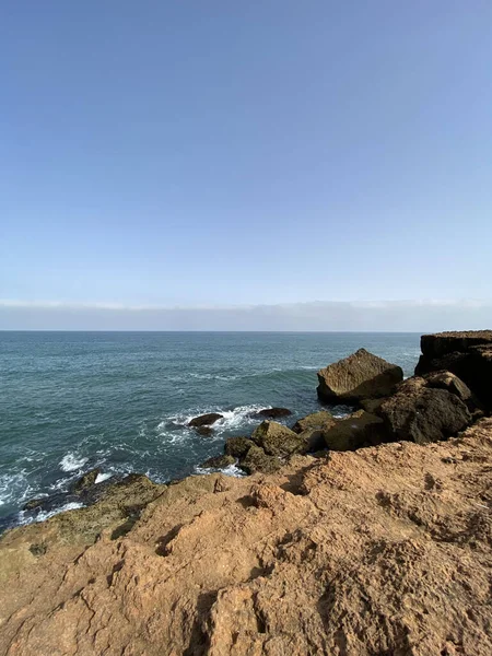 Schuimende Golven Splash Atlantische Oceaan Kust Rabat Marokko — Stockfoto