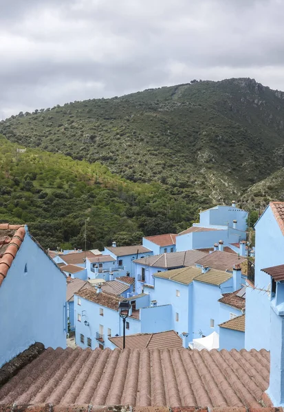 Juzcar Spain Apr 2017 Vertical Shotof Smurf Village Blue Painted — Stock Photo, Image