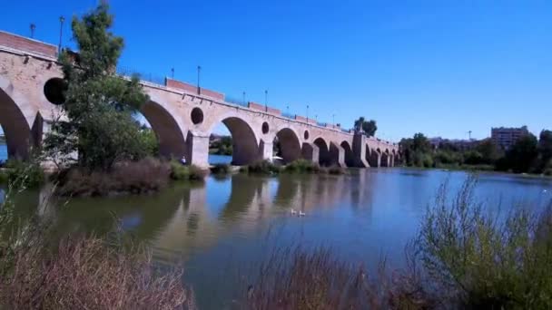 Brücke Über Den Fluss Der Stadt Barcelona — Stockvideo