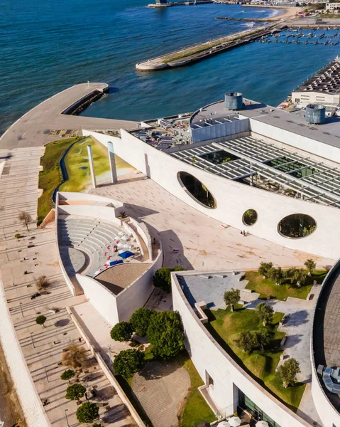 Veduta Aerea Fundacao Champalimaud Edificio Moderno Lungo Fiume Tago Lisbona — Foto Stock