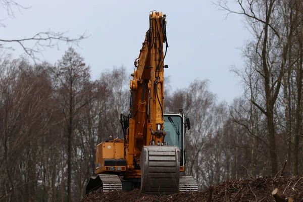 Primer Plano Una Excavadora Bosque Durante Día — Foto de Stock