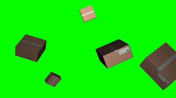 Eine Darstellung Von Paketen Aus Karton Isoliert Auf Grünem Hintergrund — Stockfoto