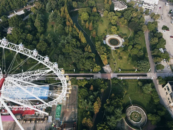 Huzhou China Oct 2020 Aerial Top View Fenghuang Amusement Park — Zdjęcie stockowe