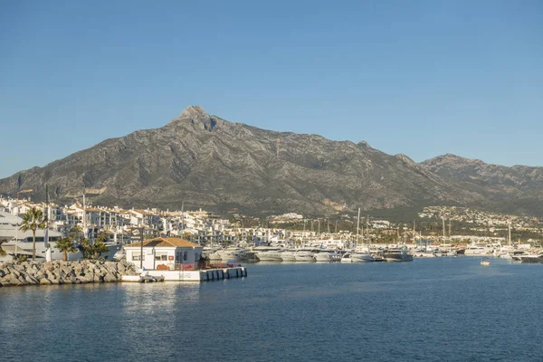 Marbella Spain Jun 2015 Famous Puerto Banus Entrance Concha Mountain — 图库照片