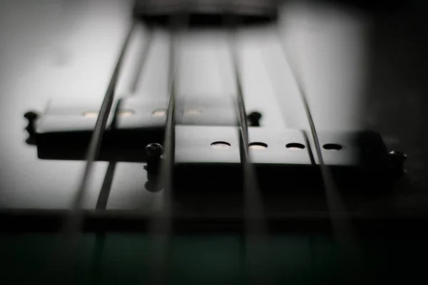 Plan Macro Des Cordes Une Guitare Basse — Photo