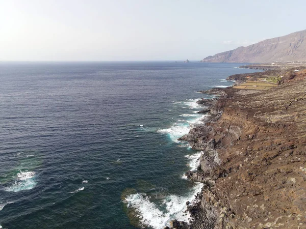 Luftaufnahme Von Der Felsigen Küste Hierros Mit Klippen Und Dem — Stockfoto