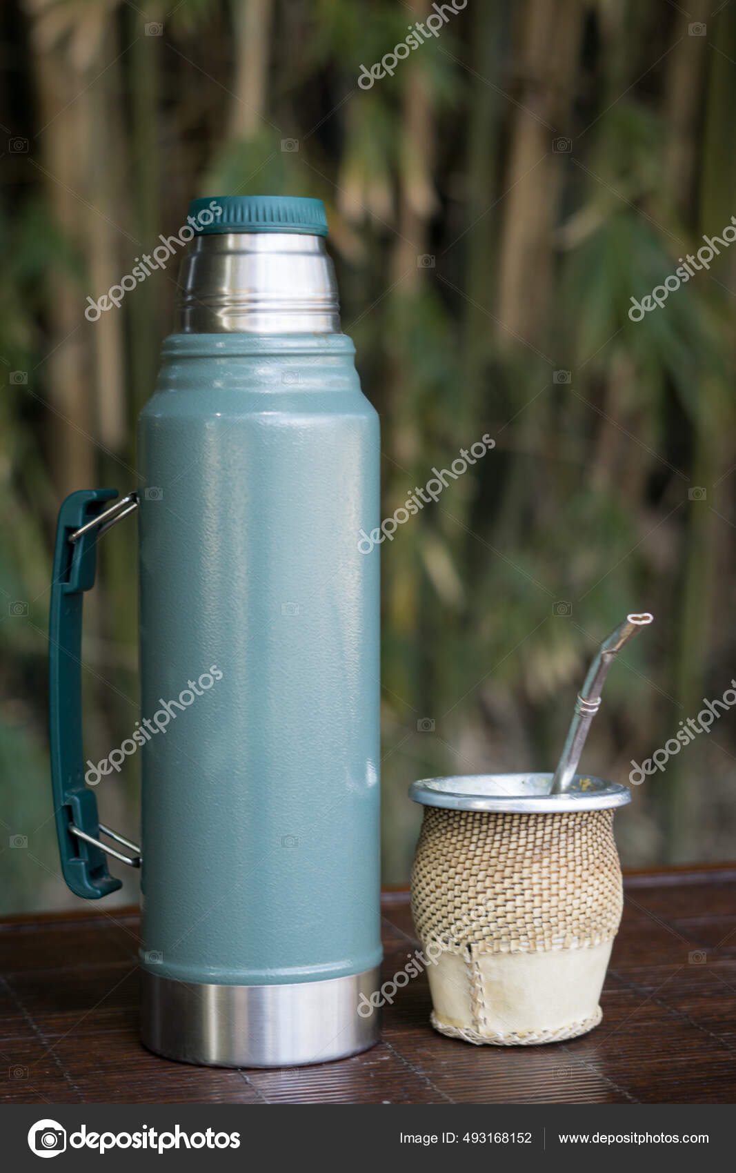 Vertical Closeup Cup Yerba Mate Infusion Thermos Stock Photo by ©Wirestock  493168152