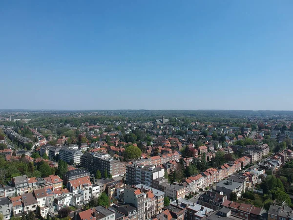 Una Vista Aérea Edificios Densos Bajo Cielo Azul Claro Bruselas —  Fotos de Stock