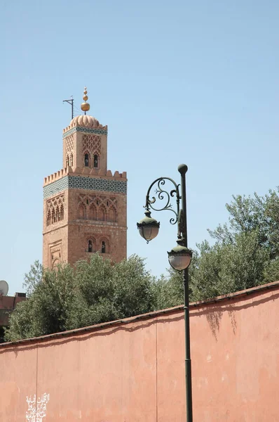 Zdjęcie Pionowe Meczetu Koutoubia Marrakeszu Maroko — Zdjęcie stockowe