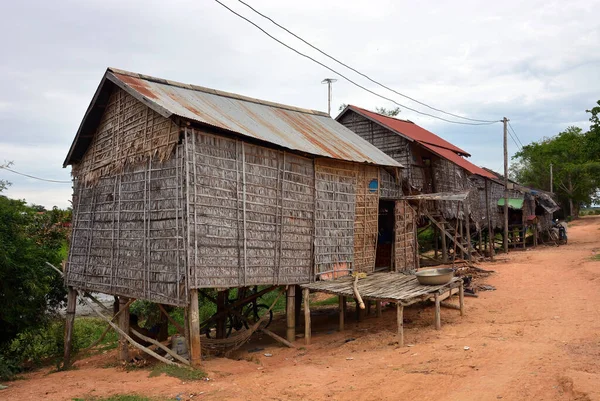 Village Avec Des Cabanes Bois Cambodge — Photo