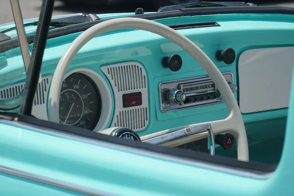 Closeup Antique Car Steering Wheel — Stock Photo, Image