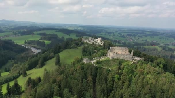 Średniowieczny Zamek Wzgórzu Eisenberg Ruiny Północ Pfronten Bawaria Niemcy — Wideo stockowe