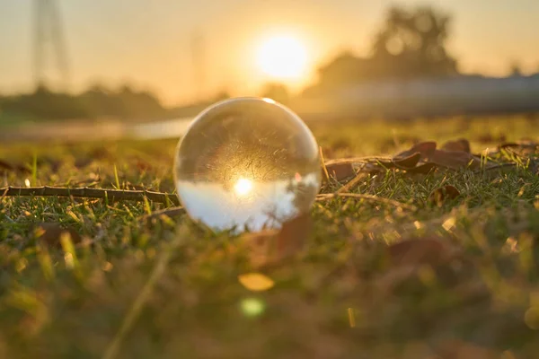 Beautiful Sunset Abstract Misrepresentation Glass Ball — Stock Photo, Image