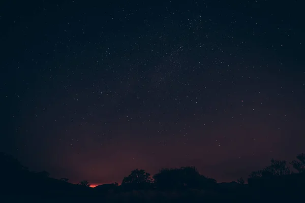 Vacker Natur Stjärnhimlen Och Ett Landskap Natten — Stockfoto