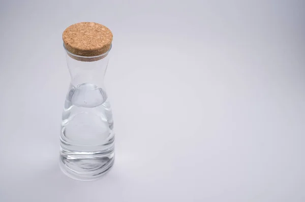 Clear Glass Bottle Cork Stopper Isolated Light Gray Background — Stock Photo, Image