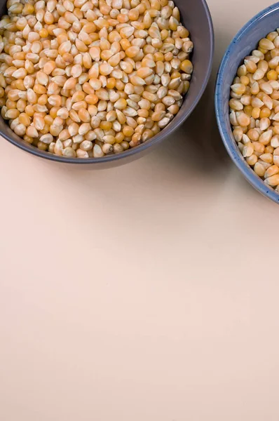 Vertical Shot Corn Grains Bowl Isolated Light Brown Background — Stock Photo, Image