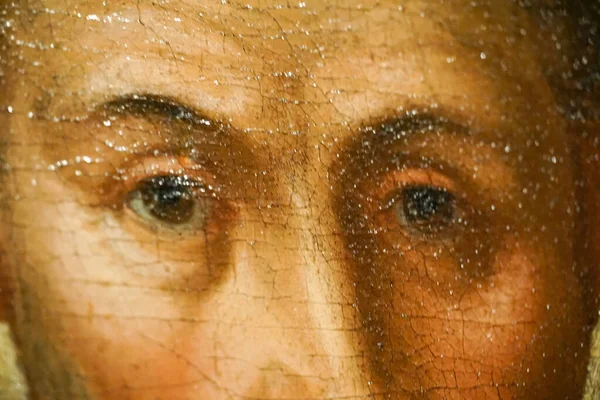 Închidere Unei Picturi Antice Ochilor Unui Sfânt — Fotografie, imagine de stoc
