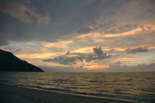 Gros Plan Une Belle Vue Sur Mer Pendant Coucher Soleil — Photo