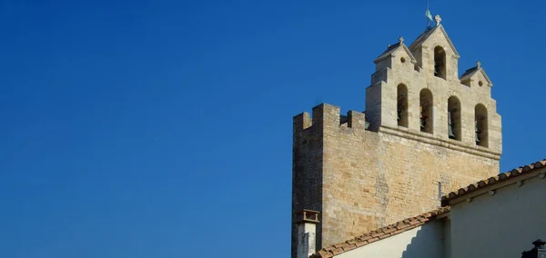Střecha Zvonice Opevněného Kostela Saintes Maries Mer Francie — Stock fotografie