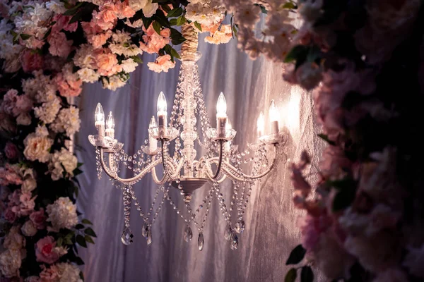 Luogo Splendidamente Decorato Con Fiori Candele Evento — Foto Stock