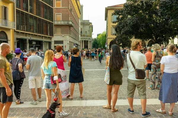 Cremon Itálie Července 2021 Dav Lidí Protestujících Proti Vakcinaci Covid — Stock fotografie