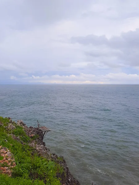 Magas Látószögű Kilátás Egy Sziklás Strand Gunung Kidul Területen Közel — Stock Fotó