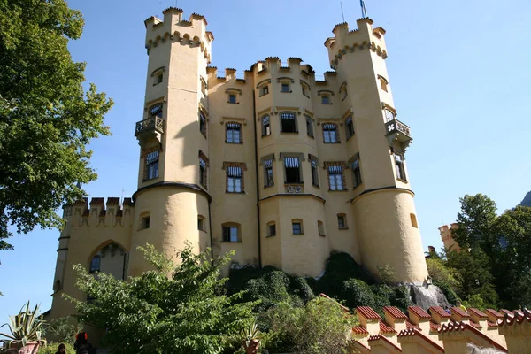 Niski Kąt Hohenschwangau Zamek Niemczech — Zdjęcie stockowe