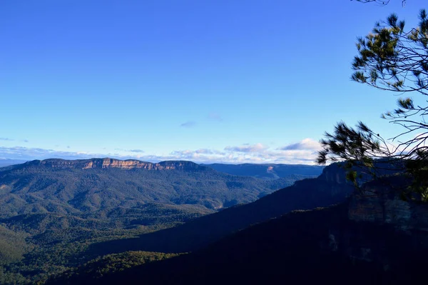 Uma Vista Vale Jamison Wentworth Falls Nas Montanhas Azuis Austrália — Fotografia de Stock