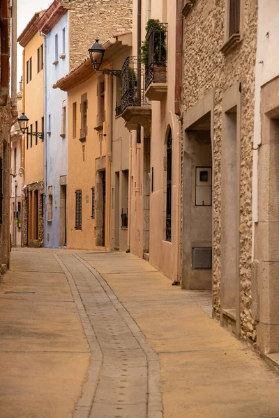 Vertical Shot Street Old Houses Town Begur Costa Brava Girona — Stock Photo, Image