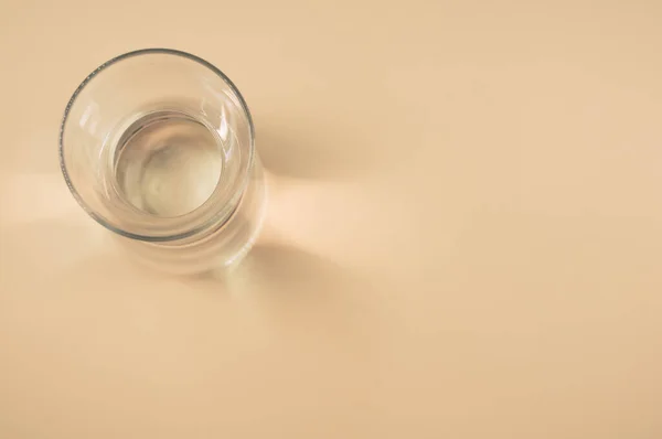 Top View Clear Glass Bottle Isolated Brown Background — Stock Photo, Image