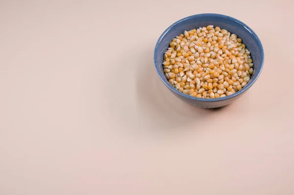 High Angle Shot Corn Grains Bowl Isolated Light Brown Background — Stock Photo, Image