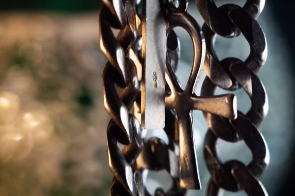 Closeup Shot Silver Chain Ankh — Stock Photo, Image