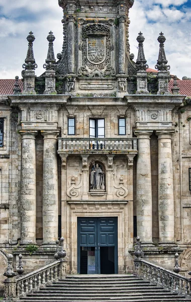 Függőleges Felvétel Ajtóról San Martino Pinario Kolostor Bejáratáról Santiago Compostela — Stock Fotó