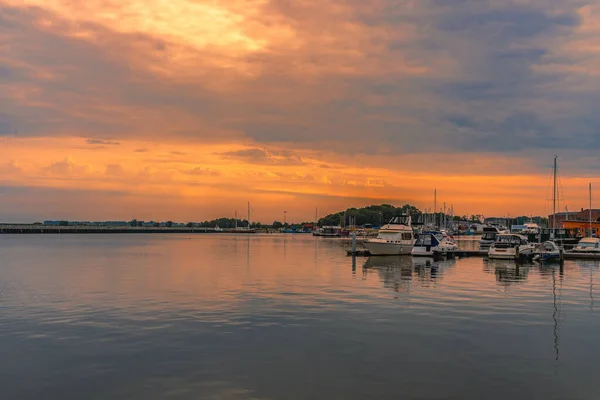 Närbild Hamn Barth Östersjön Tyskland Vid Solnedgången — Stockfoto